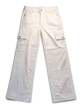 Women's American Eagle White Super High-Rise Baggy Wide Leg Cargo Pants Size 28